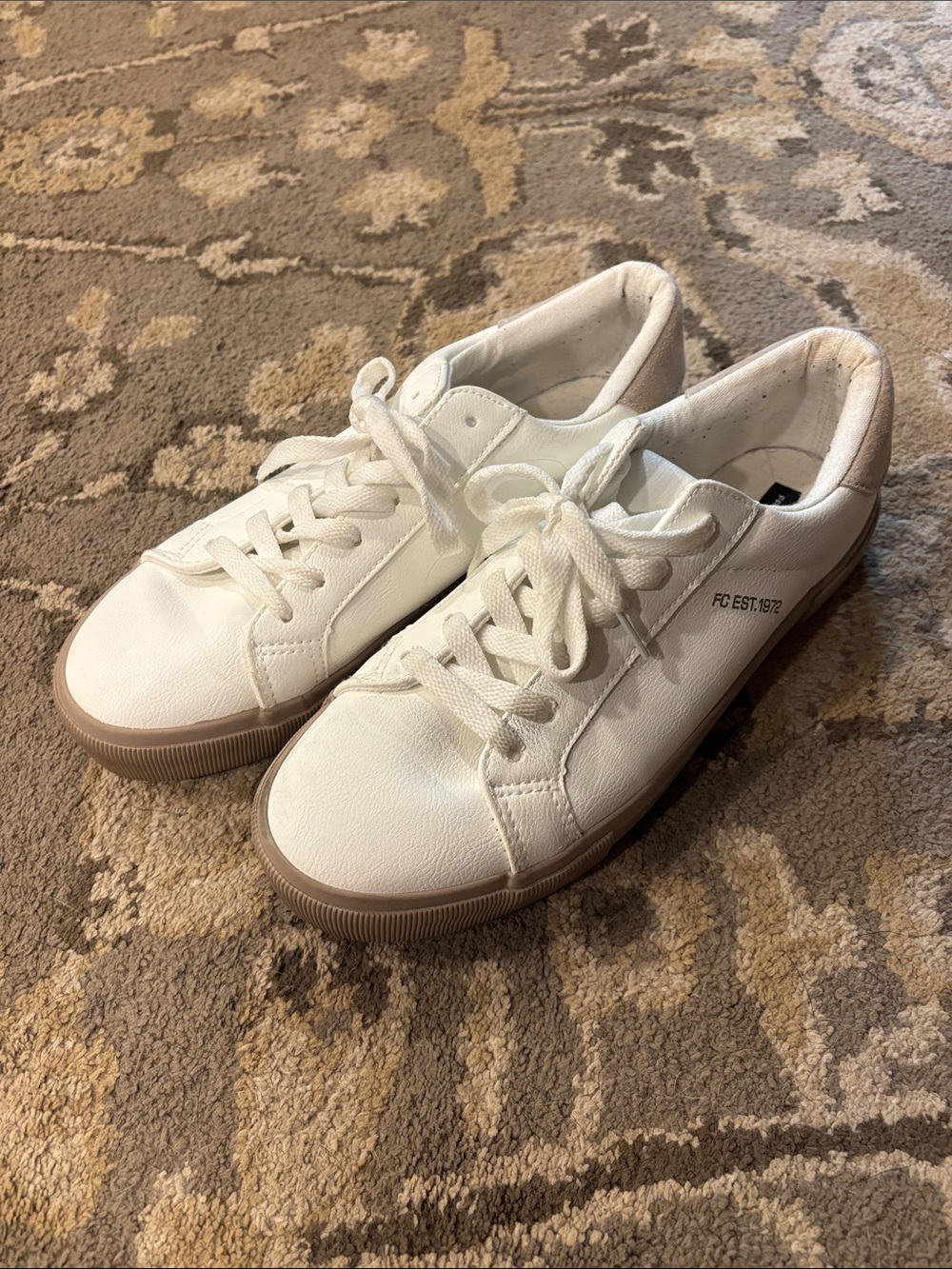 French Connection White Lace-Up Sneakers
